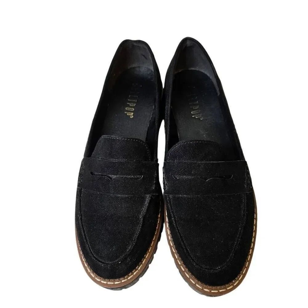 Jellypop loafers, black suede. Size 8.5